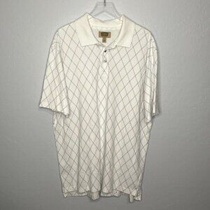 Foundry Blue and White Diamond Design Short Sleeve Polo 2XLT